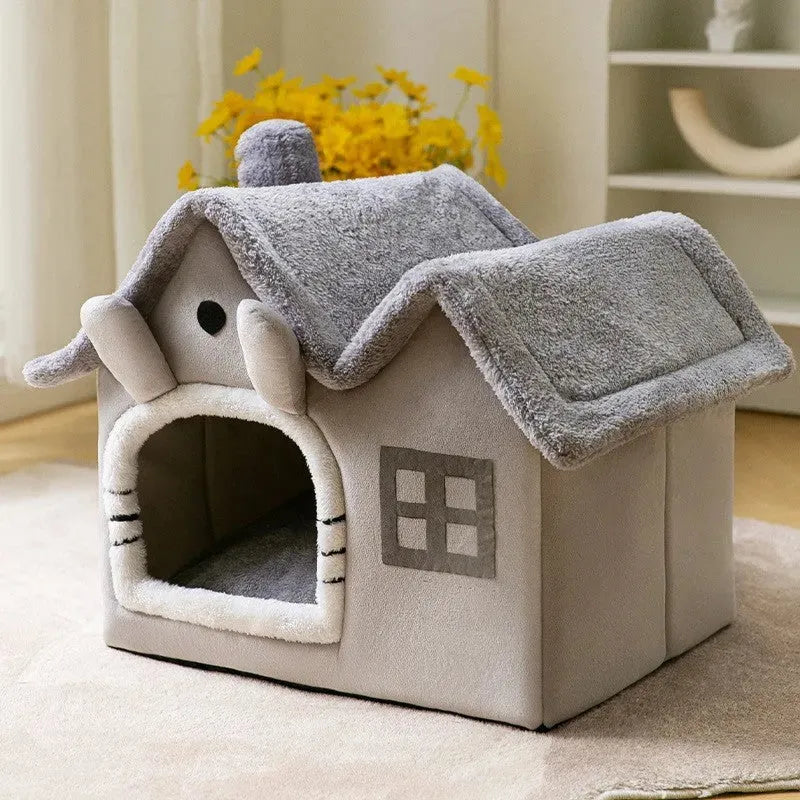 Foldable Dog House Pet Cat Bed Winter Dog Villa Sleep Kennel Removable Nest Warm Enclosed Cave Sofa Pets Supplies - Bellarte Enchanté Foldable Dog House Pet Cat Bed Winter Dog Villa Sleep Kennel Removable Nest Warm Enclosed Cave Sofa Pets Supplies